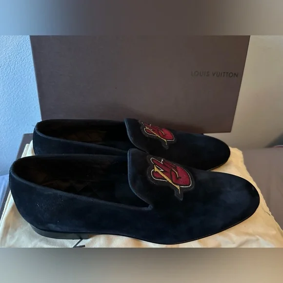 Louis Vuitton Men Shoes Black Suede loafers 9.5UK 10.5US New Never Worn - Picture 2 of 6